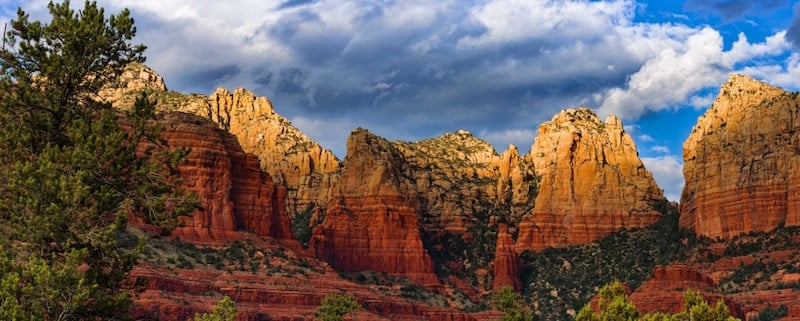 red rocks of sedona in front of blue sky