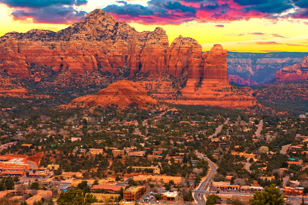 11aerial view of thunder mountain and the town of sedona