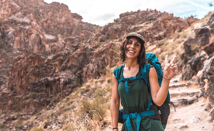 Woman enjoying guided grand canyon hiking tour