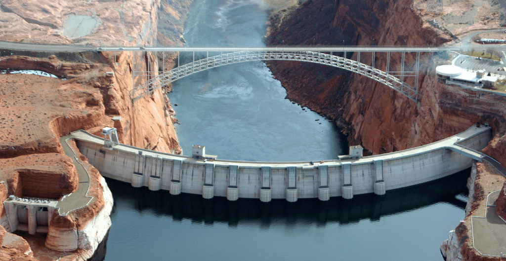 glen canyon dam built across the colorado river near page, arizona just north of lees ferry